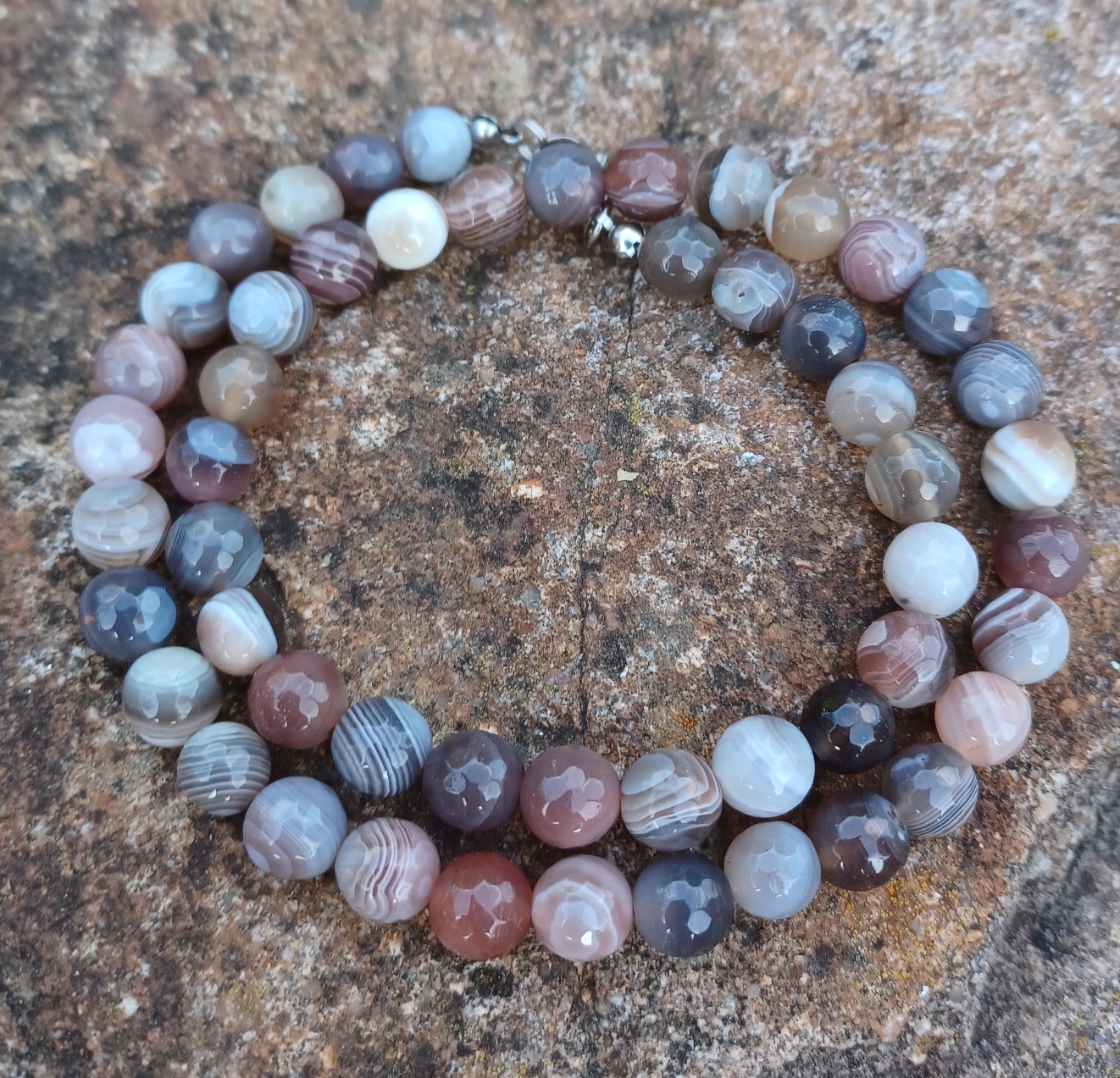 Achát Botswana náhrdelník kuličky 8mm