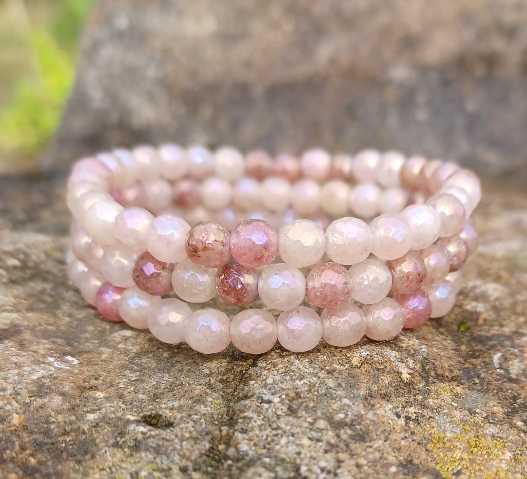 Jahodový křemen aura náramek pro děti