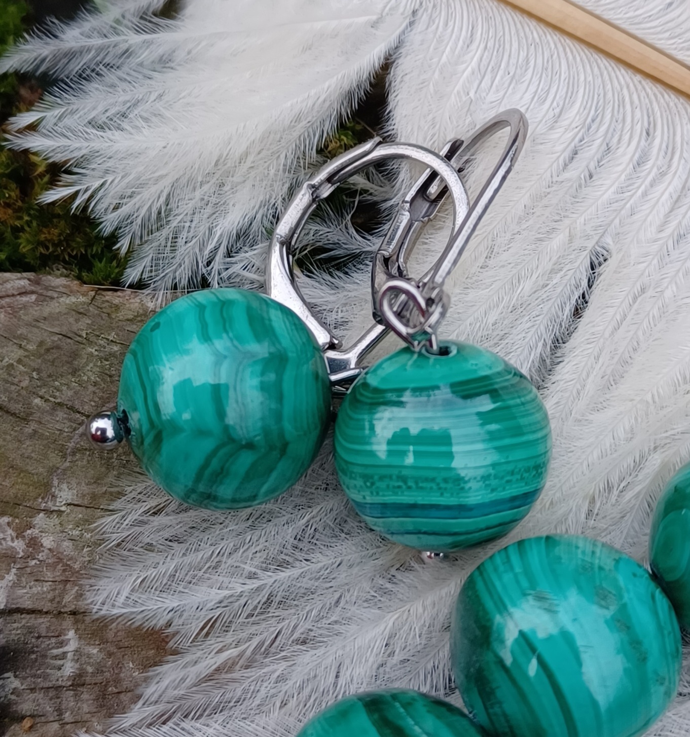 Malachit AAA náušnice