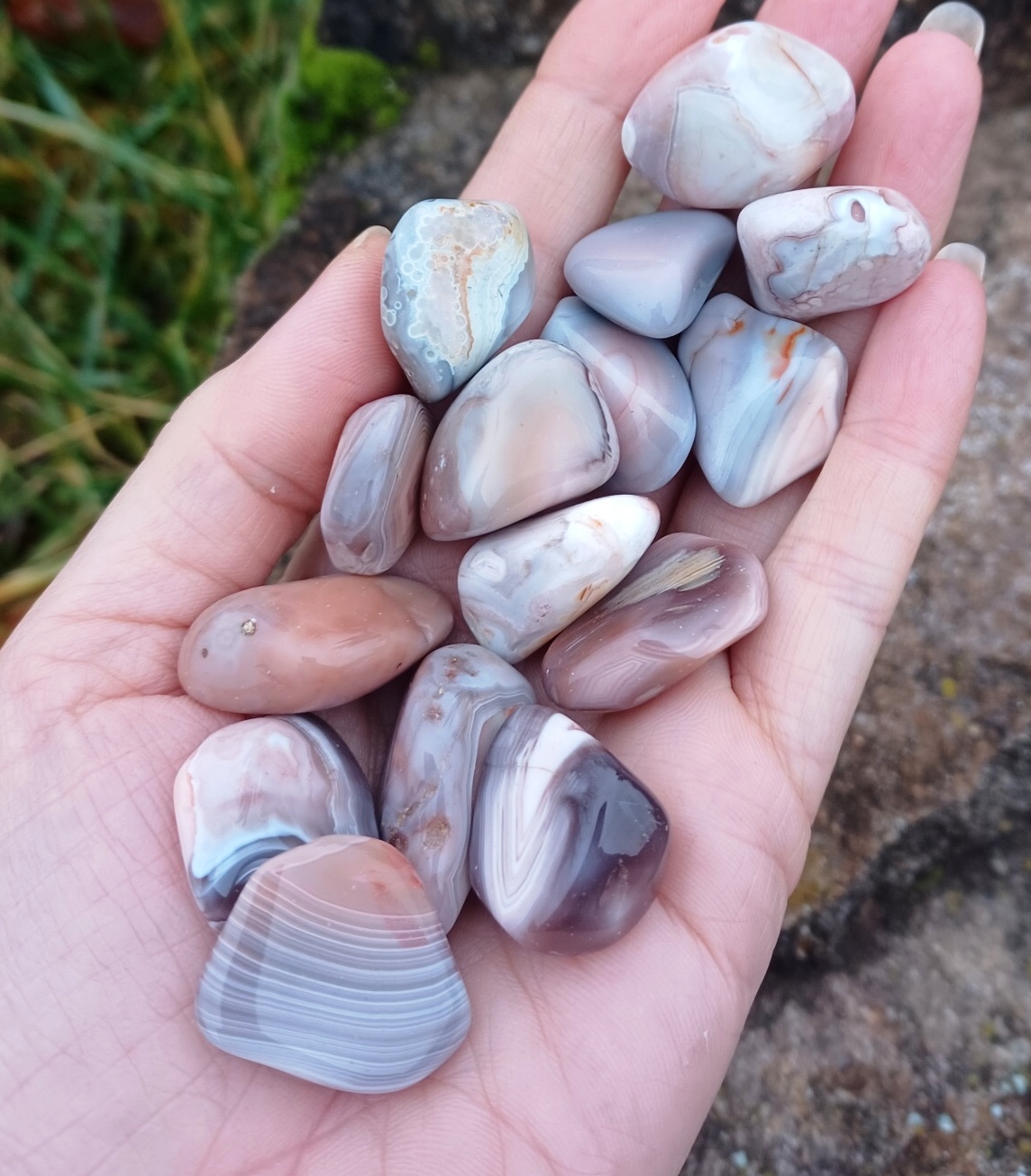 Achát Botswana růžový M