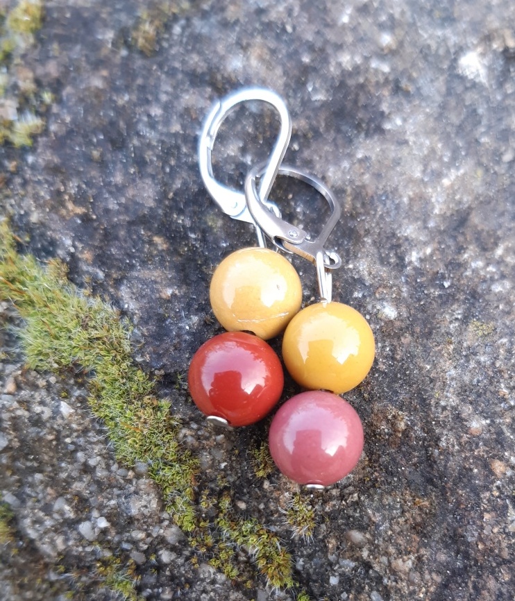 Jaspis mookait náušnice