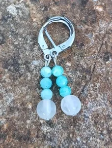 Amazonit, selenit náušnice