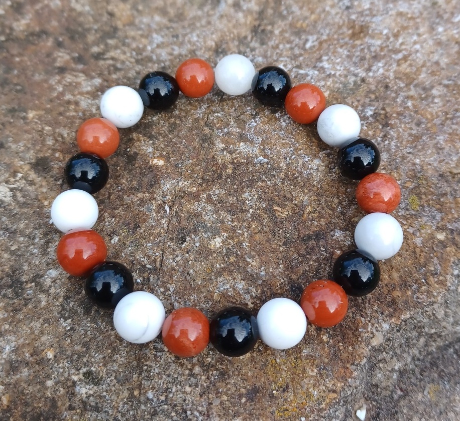 Náramek jaspis, onyx, magnezit
