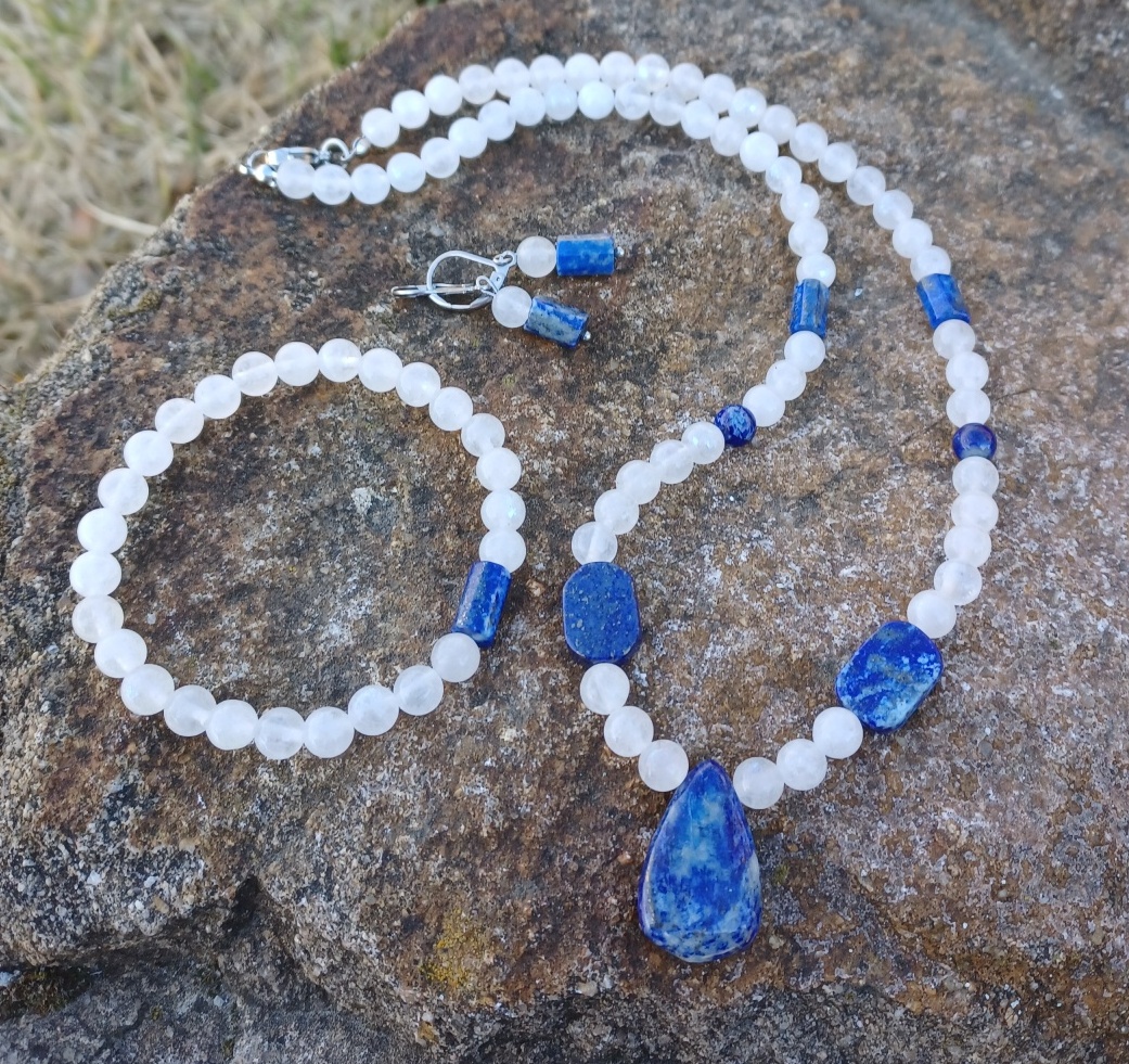 Měsíční kámen aura, lapis lazuli souprava