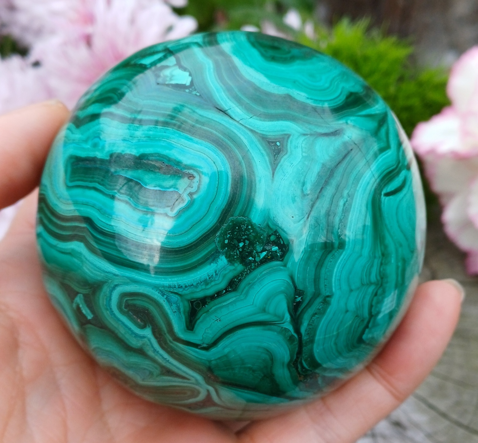 Malachit koule 7,3 cm