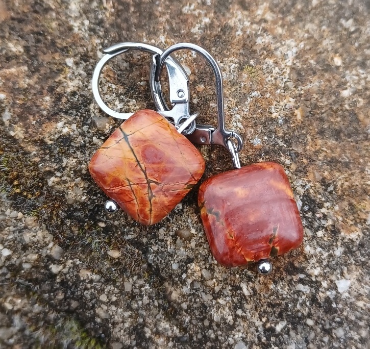 Jaspis picasso náušnice