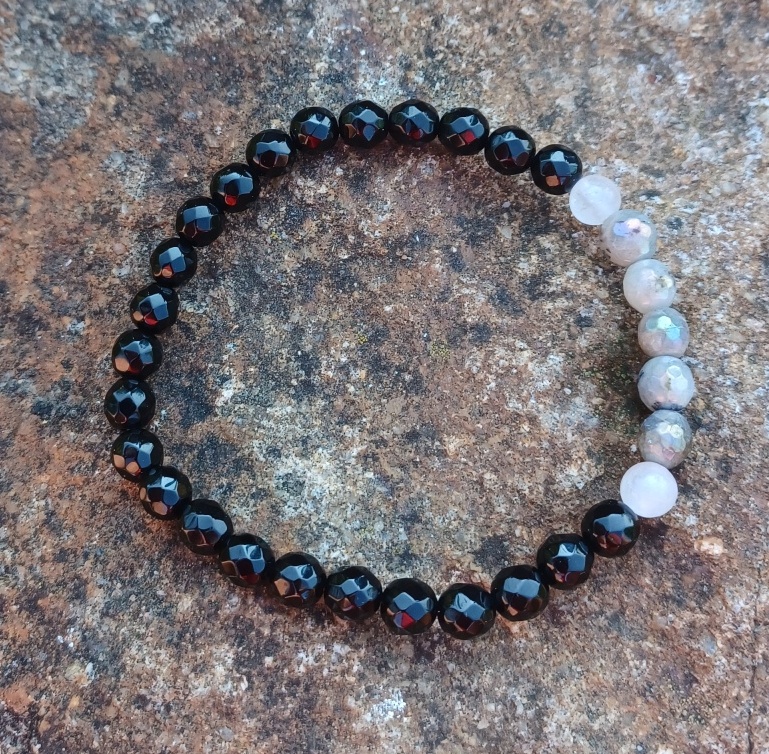 Onyx, labradorit aura náramek