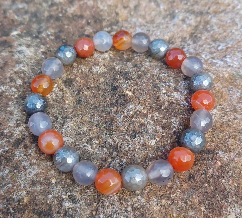 Achát aura, labradorit náramek 
