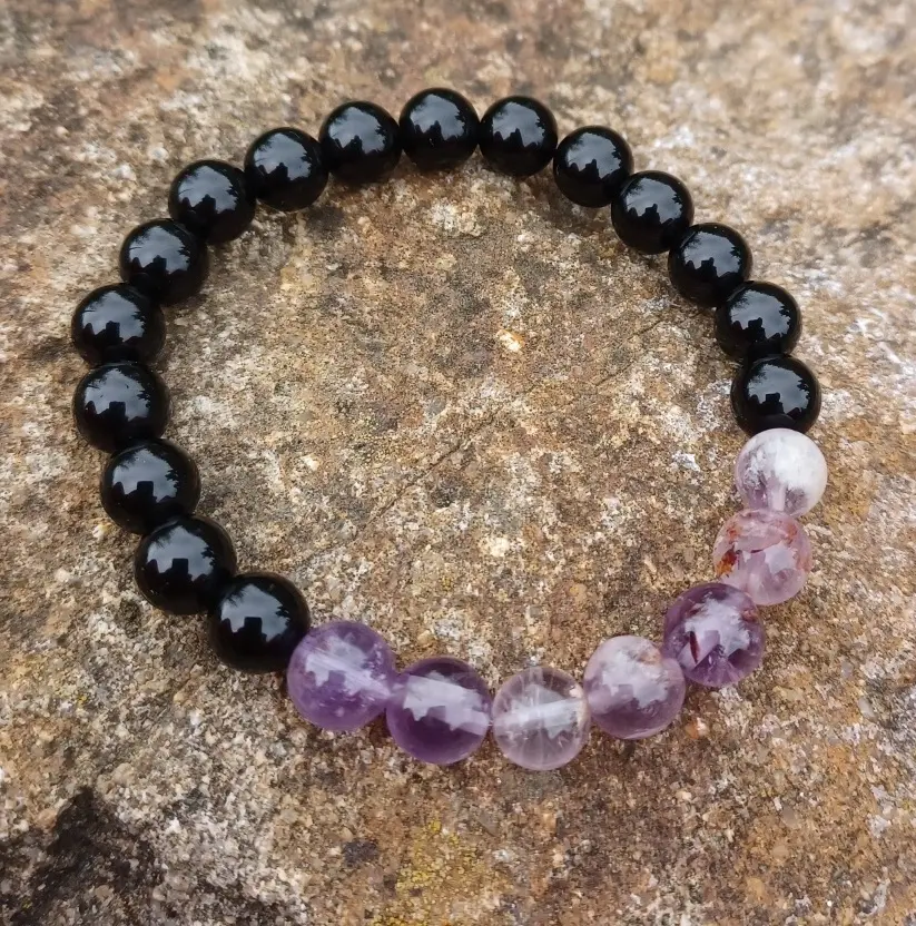 Fantom ametyst, onyx náramek