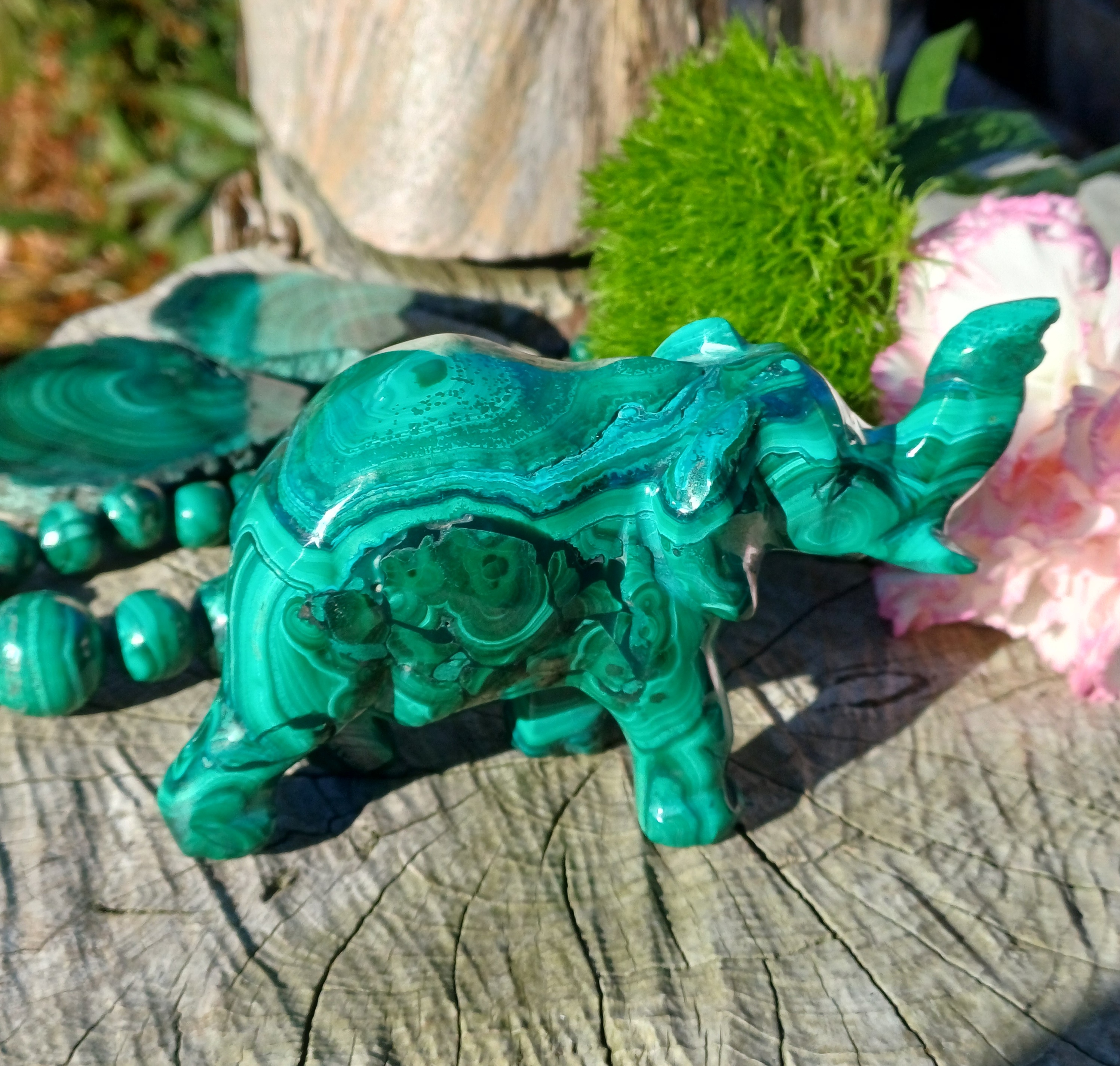 Malachit slon 9,5 cm