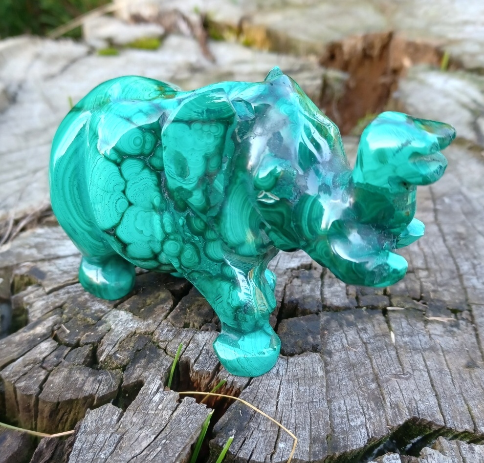 Malachit slon 9 cm