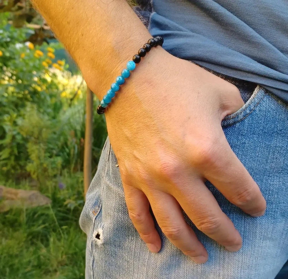 Gagát, apatit náramek pro muže