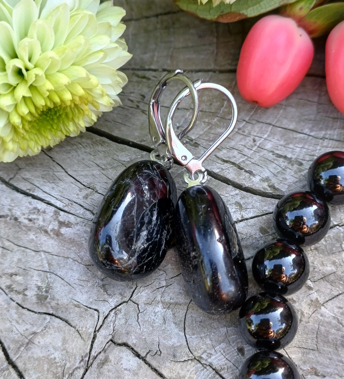 Turmalín skoryl AA náušnice