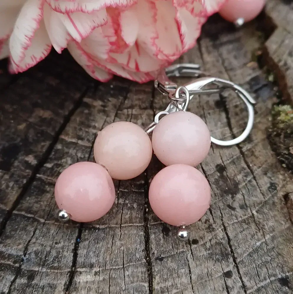 Opál růžový náušnice