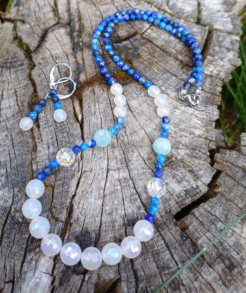 Lapis lazuli s achátem aura souprava
