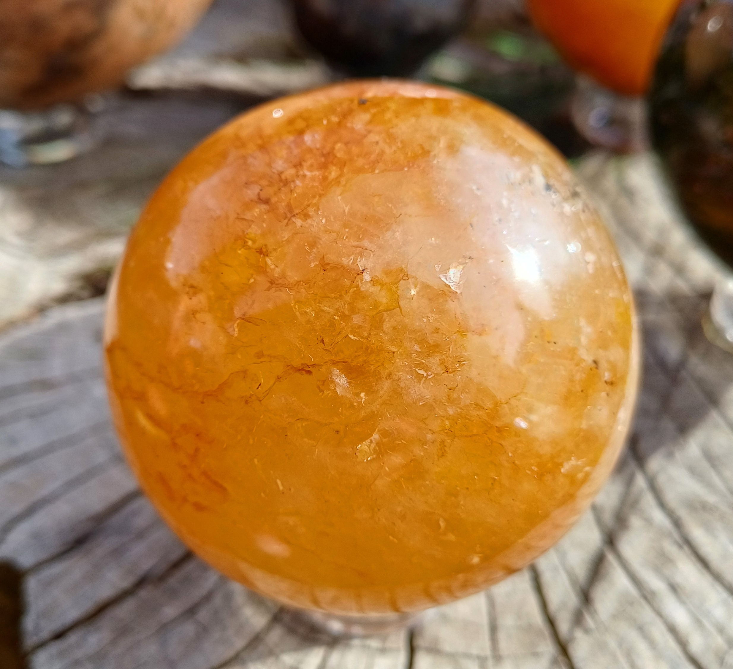 Křišťál tangerin koule 6,5 cm
