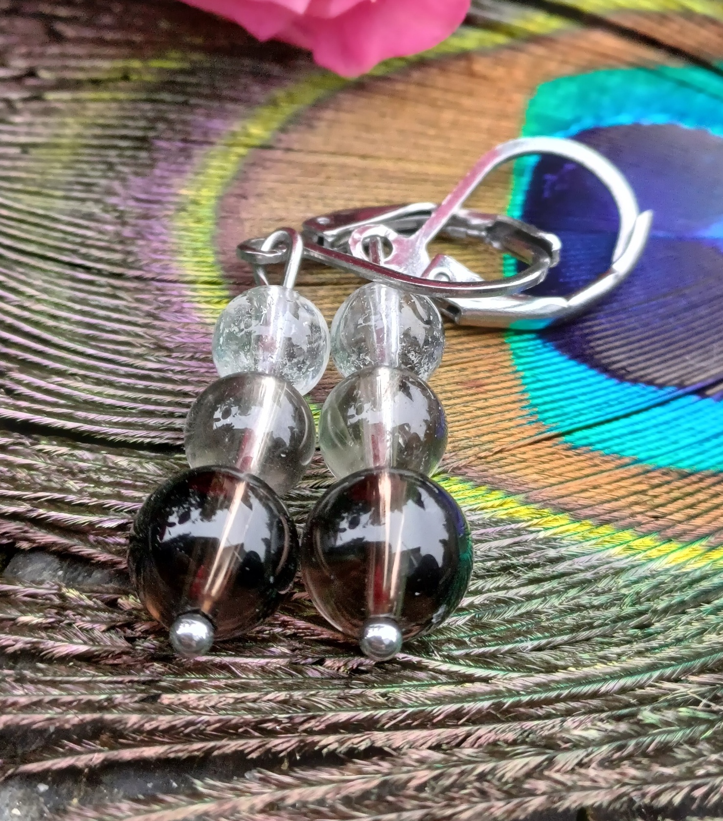 Záhněda, křišťál náušnice