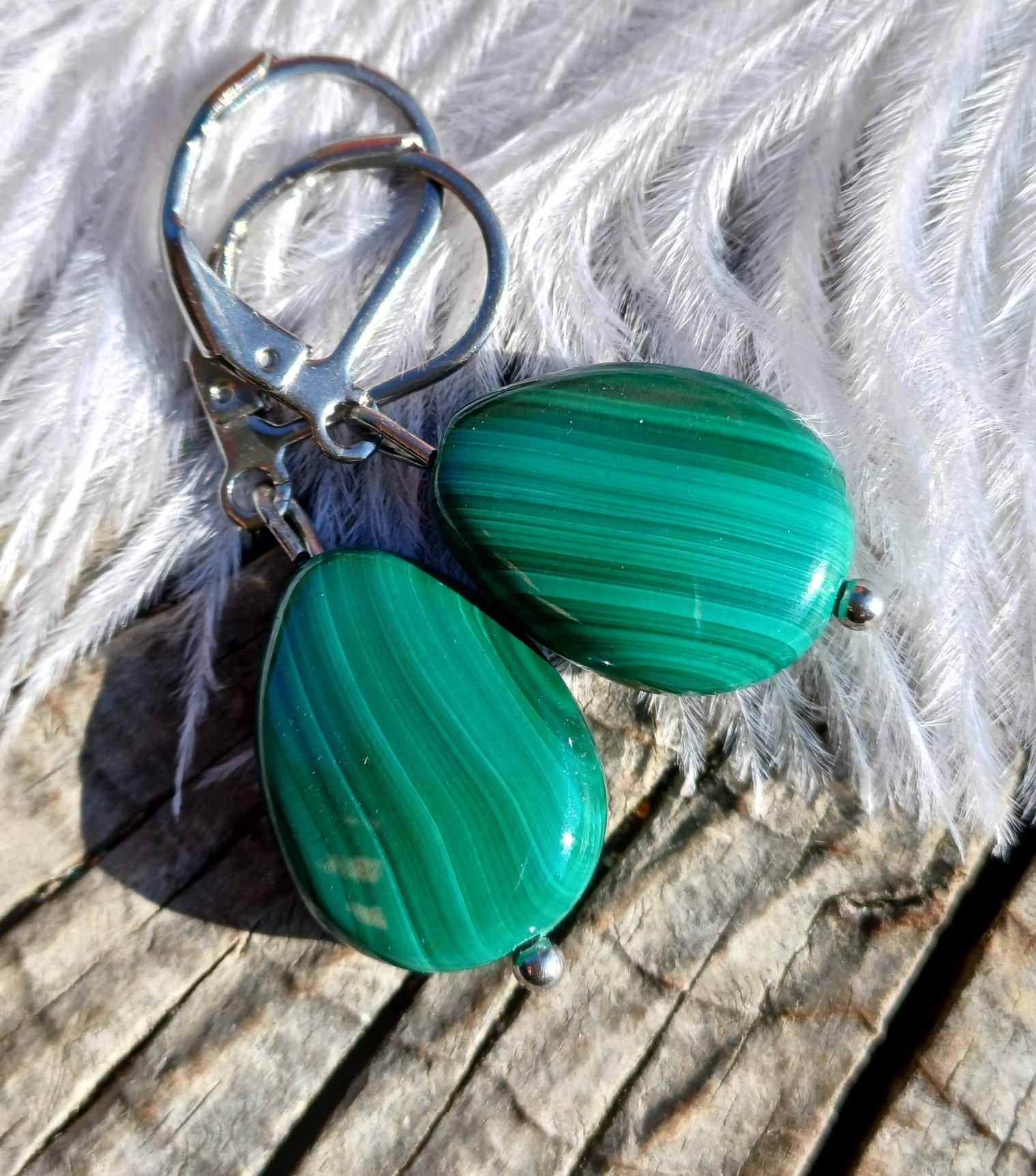 Malachit AAA náušnice