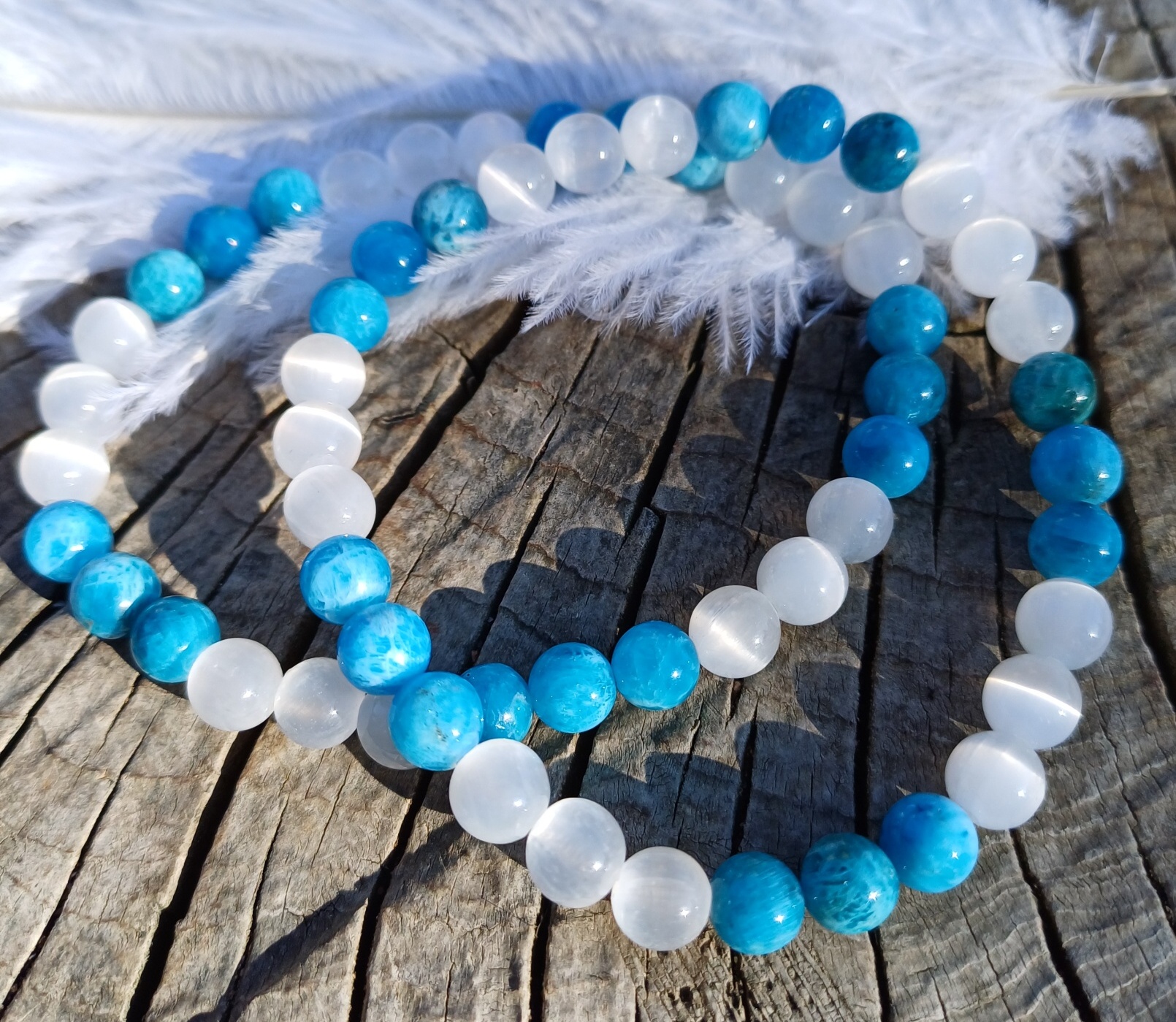 Selenit, apatit náramek