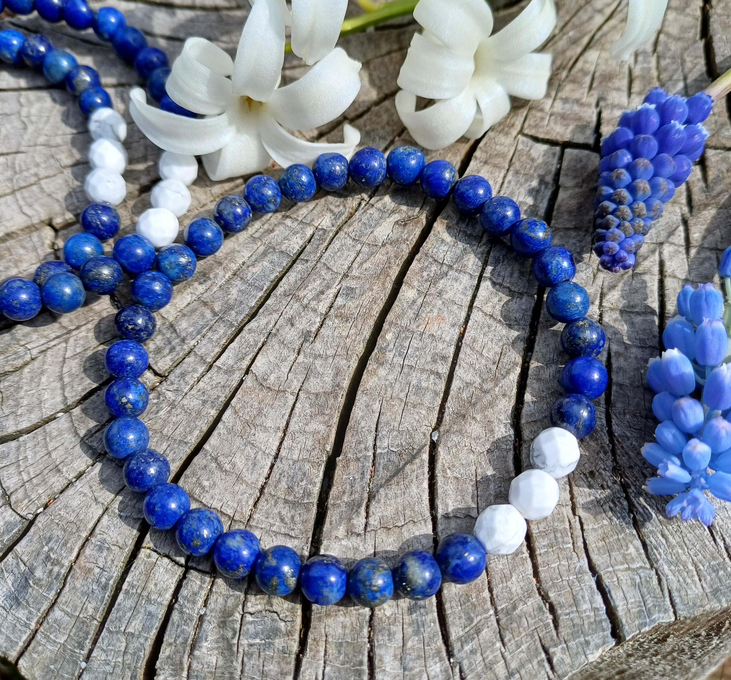 Lapis lazuli s magnezitem náramek pro muže
