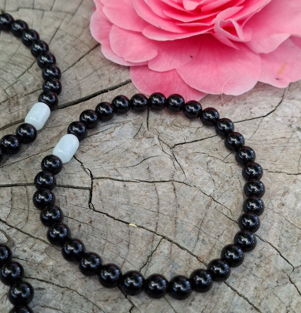 Obsidián černý, akvamarín náramek pro muže