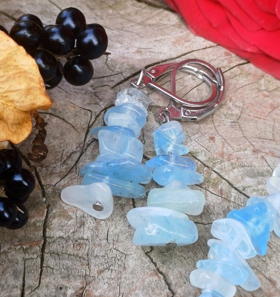 Akvamarín náušnice