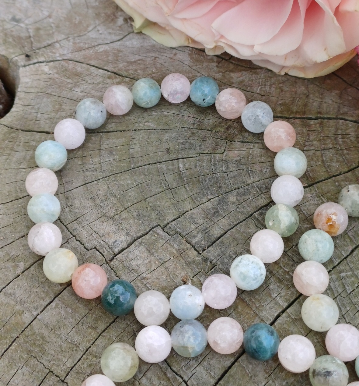 Akvamarín, morganit náramek 