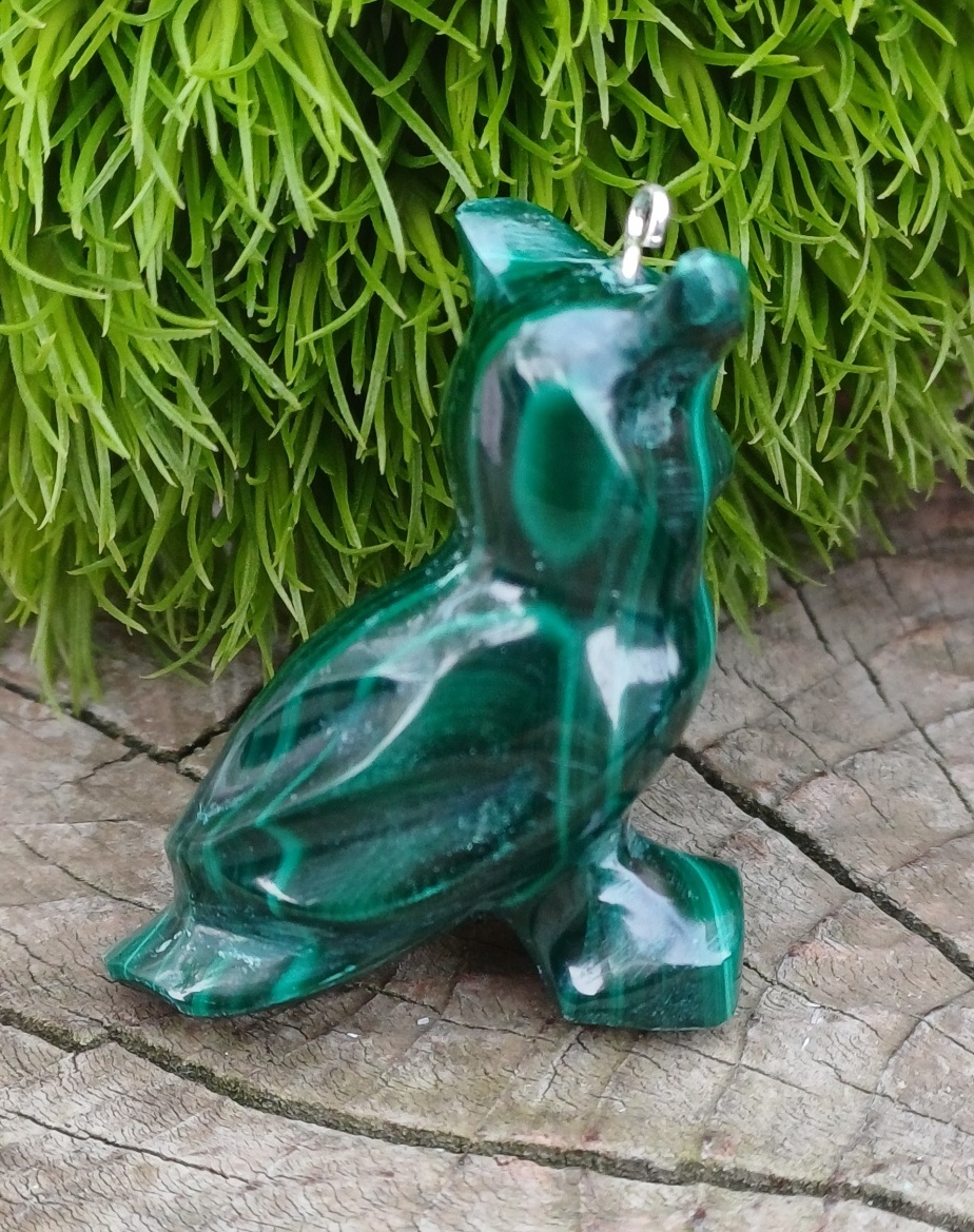 Malachit přívěsek sova