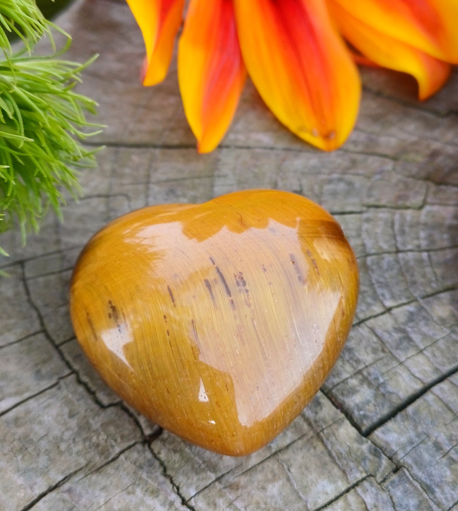 Tygří oko srdíčko vrtané