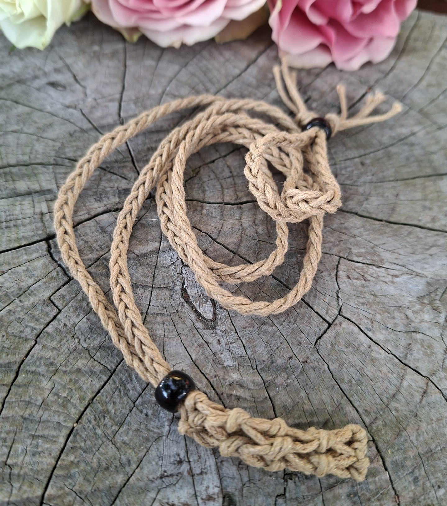 Bavlněná macramé šňůrka na minerál světle hnědá