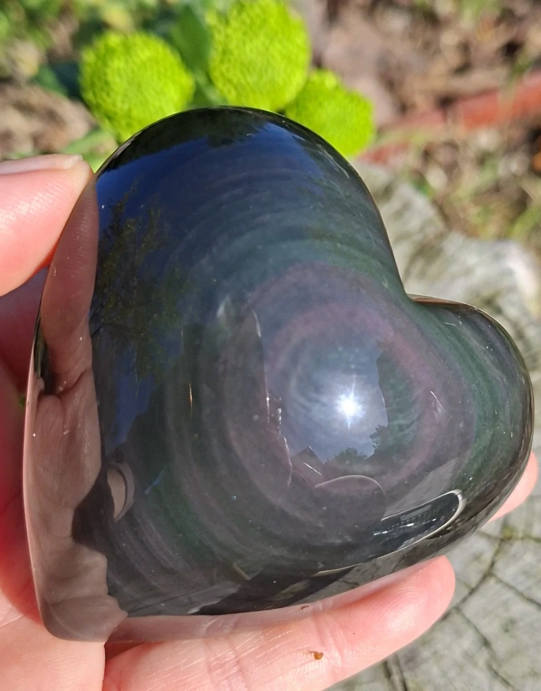 Duhový obsidián srdce 215g