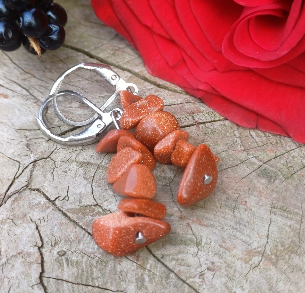 Avanturín zlatý náušnice