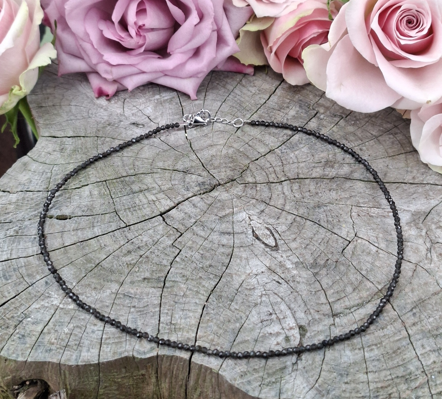 Obsidián kouřový jemný náhrdelník