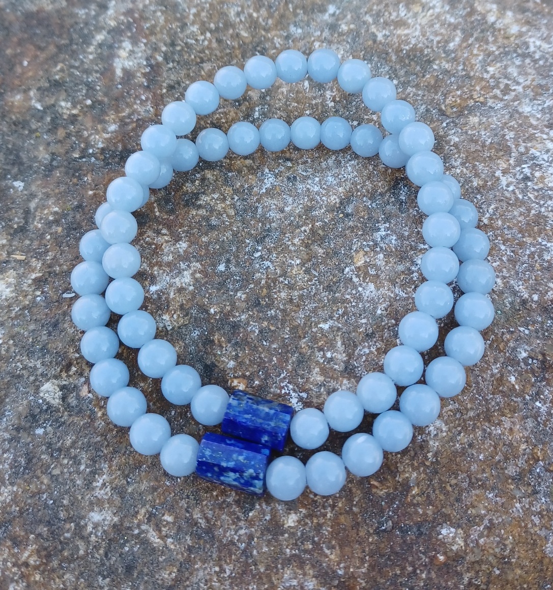 Angelit, lapis lazuli párové náramky