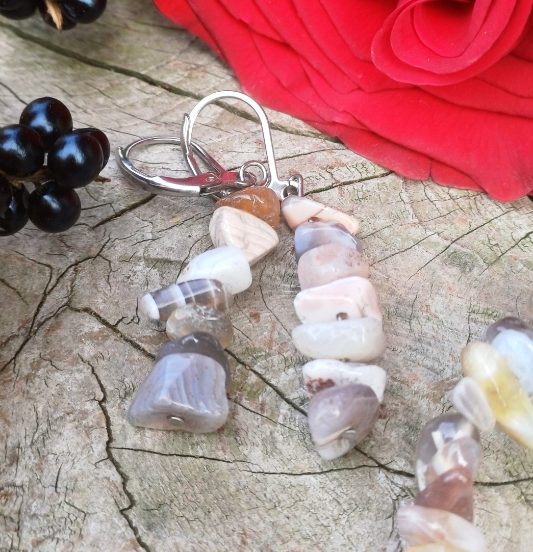 Achát Botswana náušnice