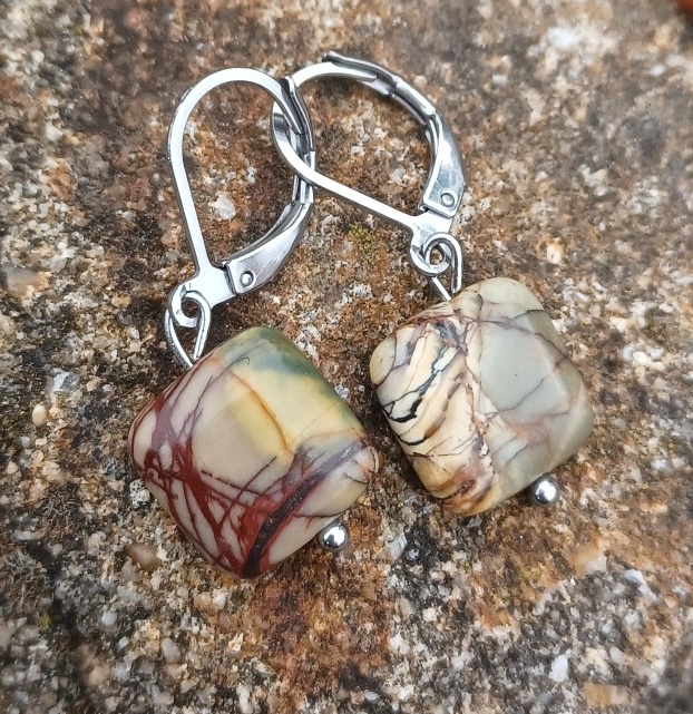 Jaspis picasso náušnice