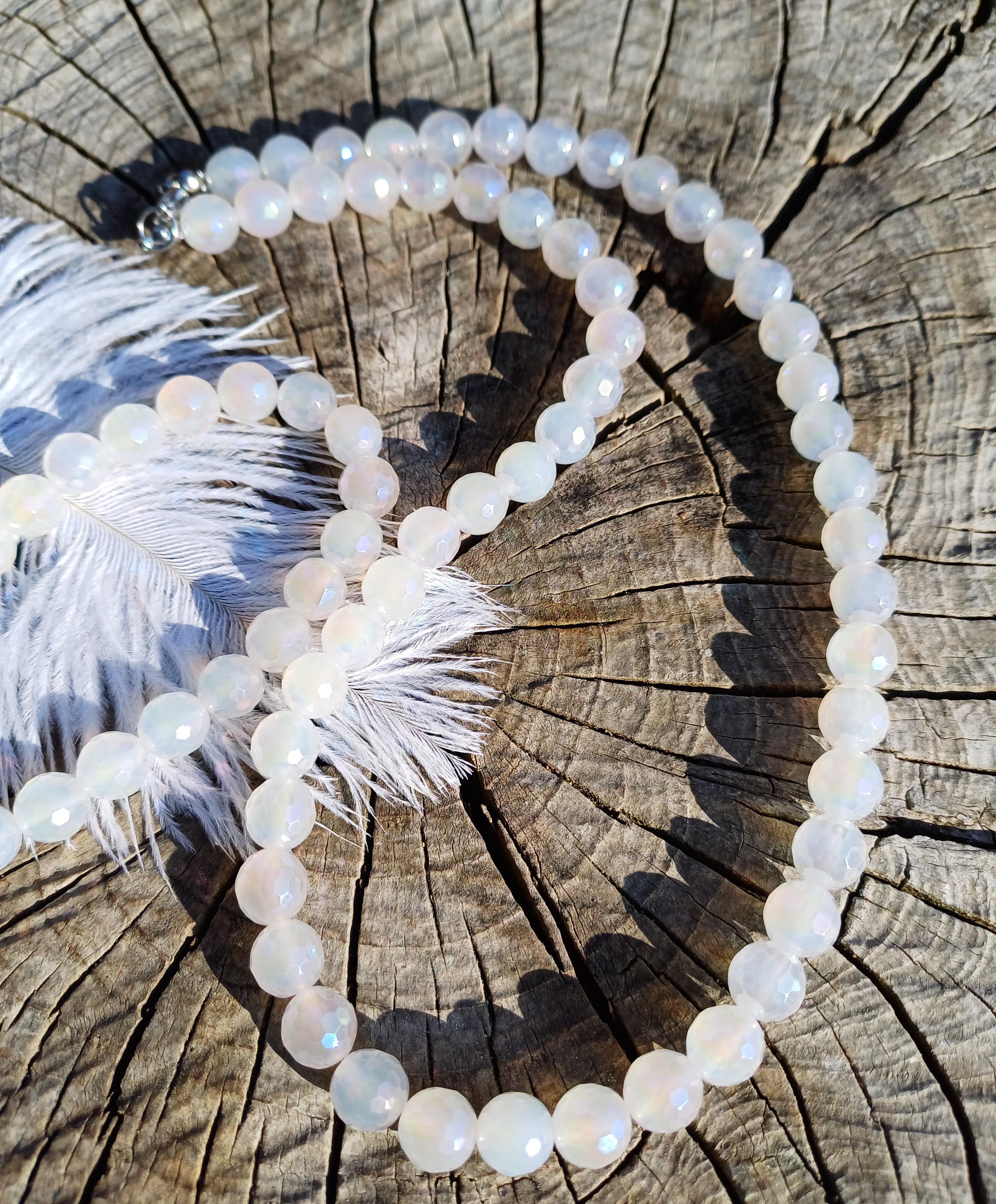 Achát aura andělská náhrdelník