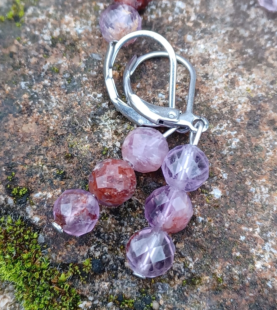 Ametyst fantom náušnice