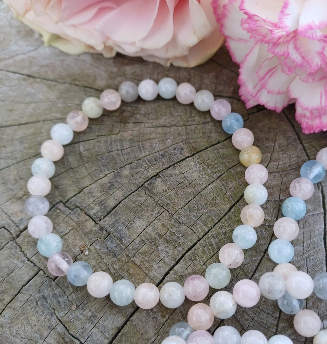 Morganit, akvamarín náramek 