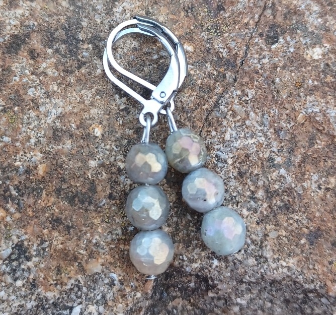 Labradorit aura náušnice