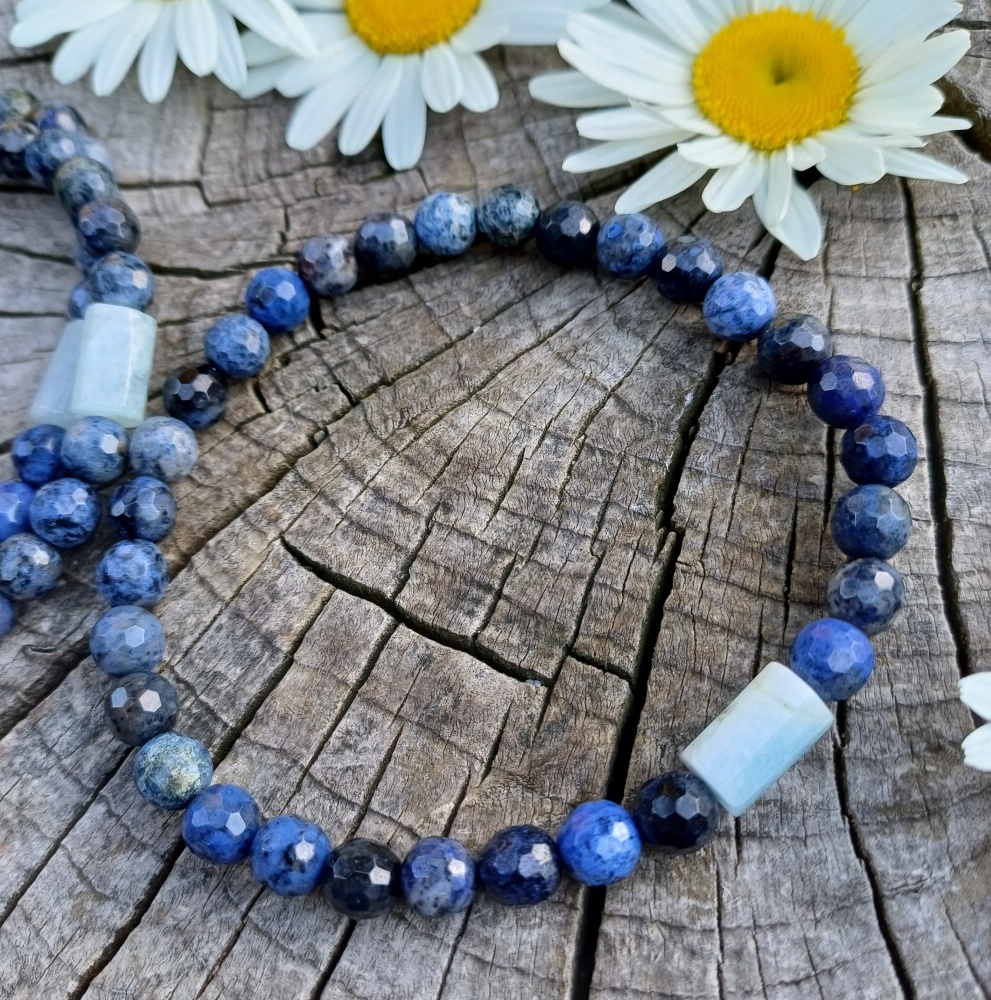 Dumortierit s akvamarínem náramek pro muže