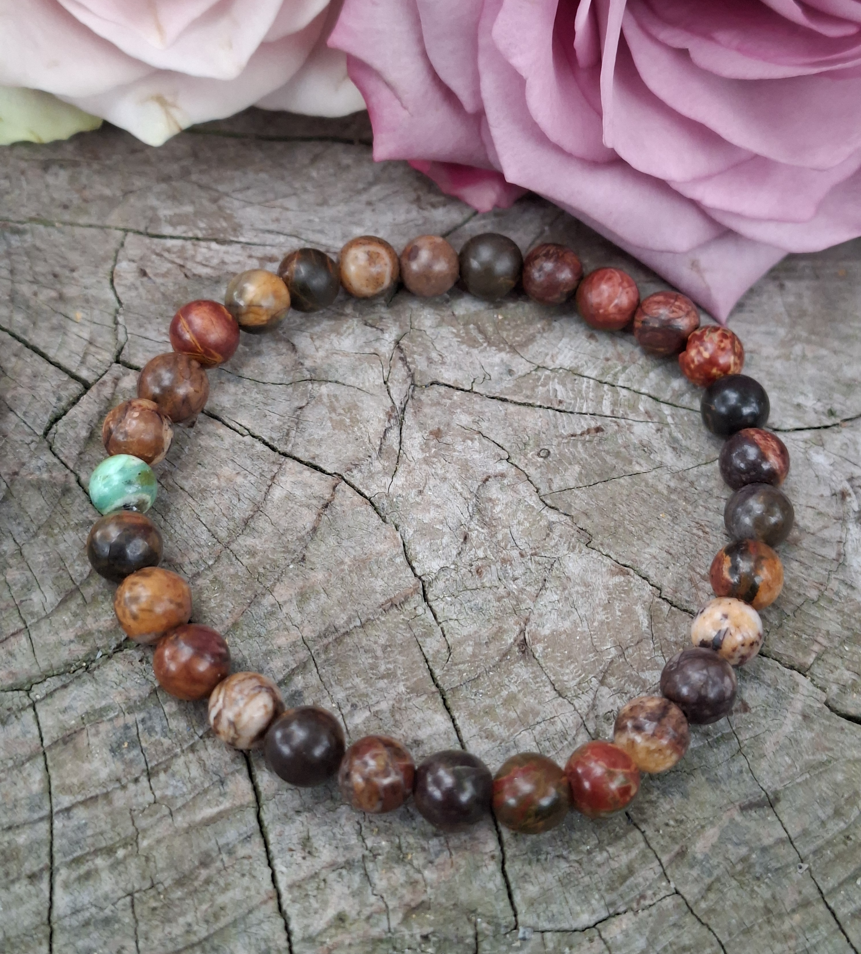 Jaspis picasso náramek s variscitem