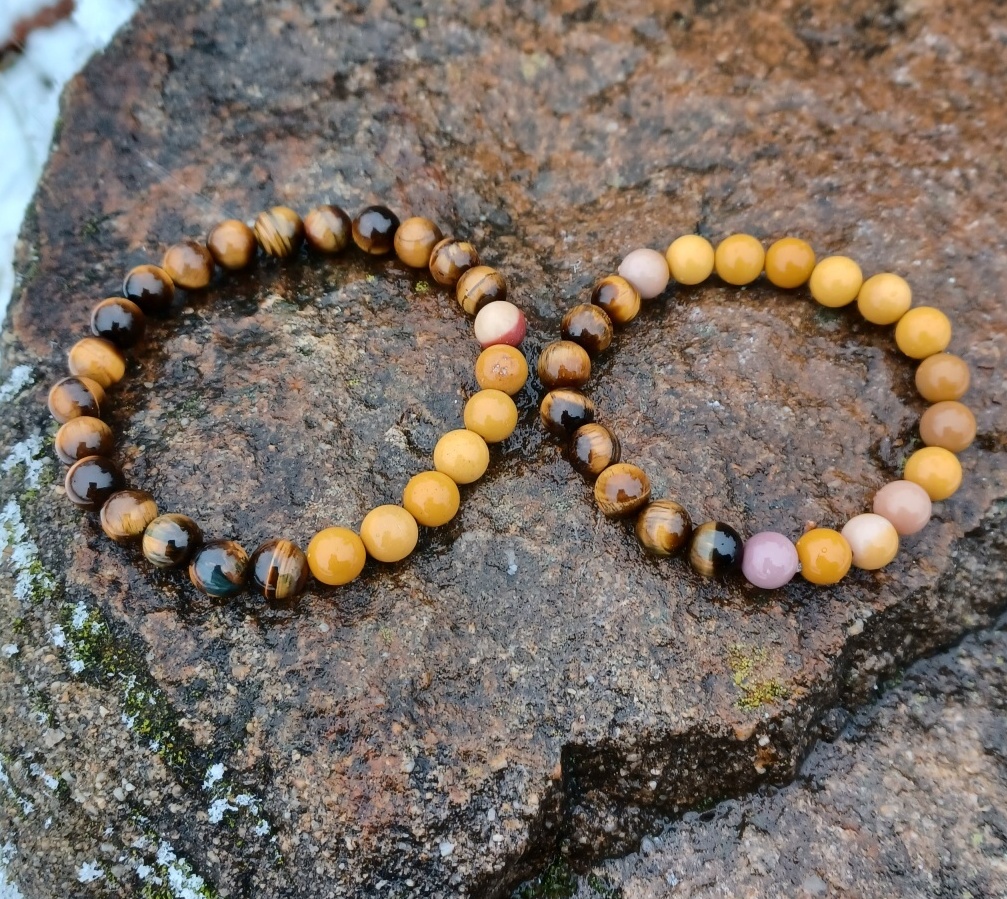 Párové náramky tygří oko, mookait 