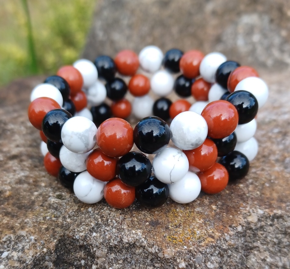 Náramek jaspis, onyx, magnezit