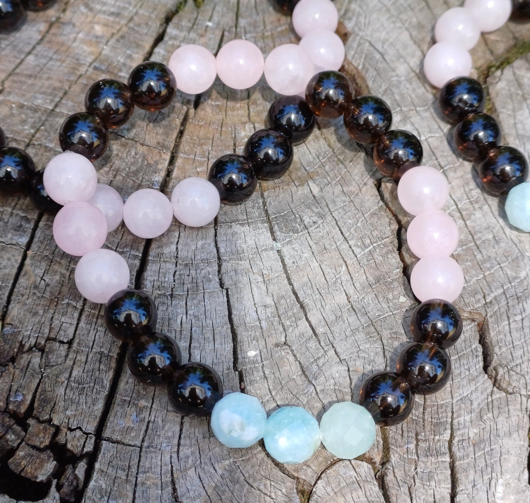 Záhněda, růženín, akvamarín náramek