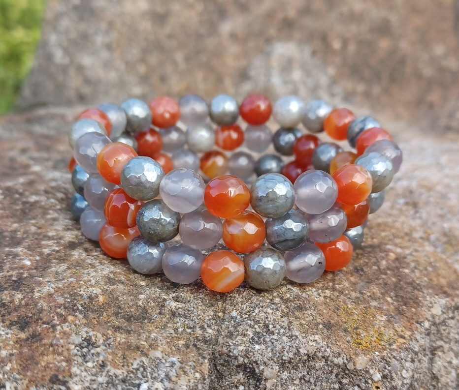 Achát aura, labradorit náramek 