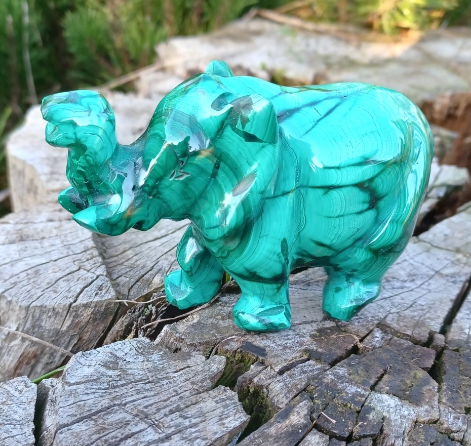 Malachit slon 9 cm