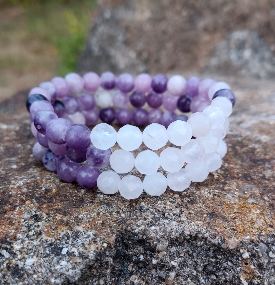 Lepidolit, růženín náramek pro děti