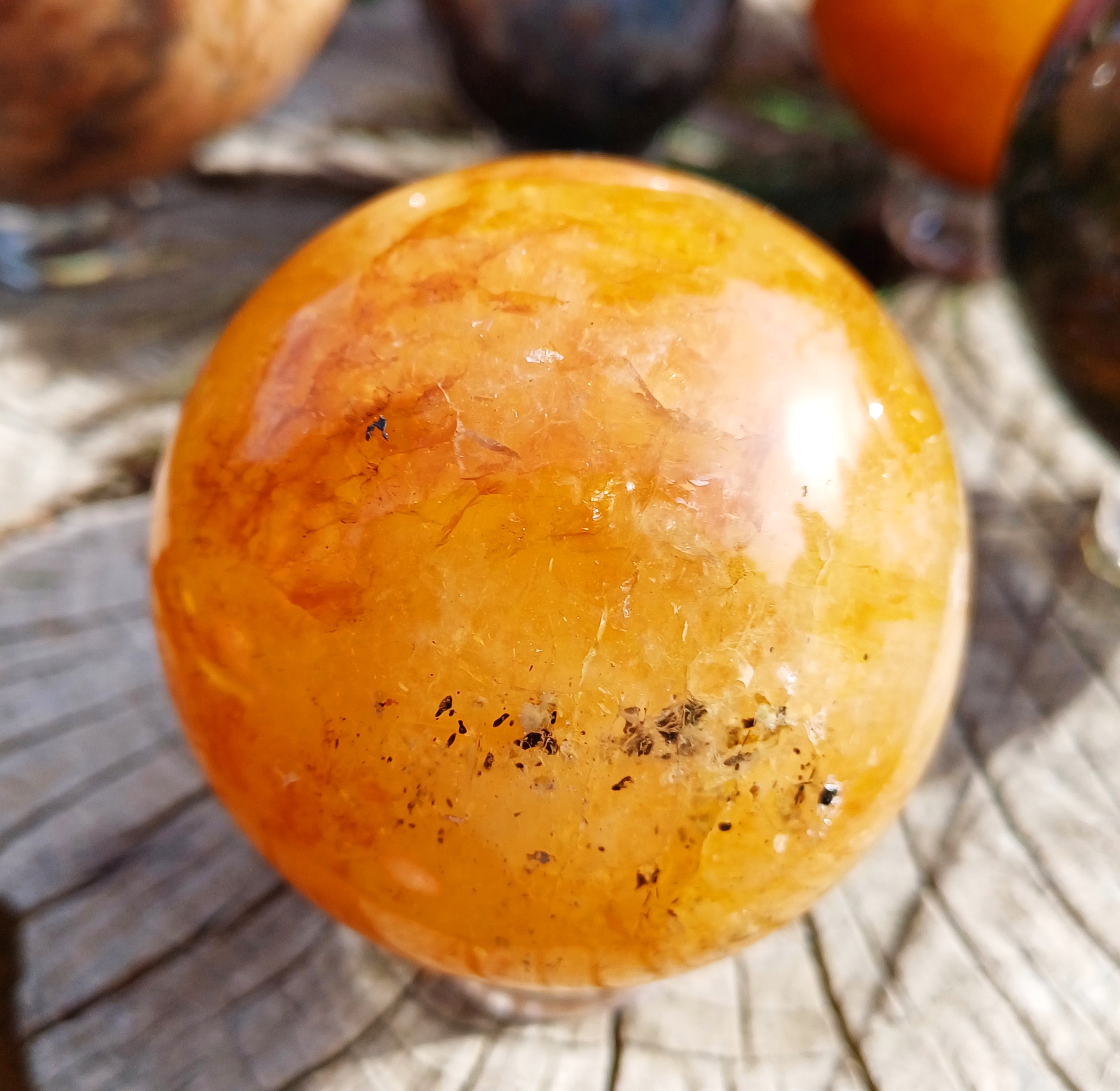 Křišťál tangerin koule 6,5 cm