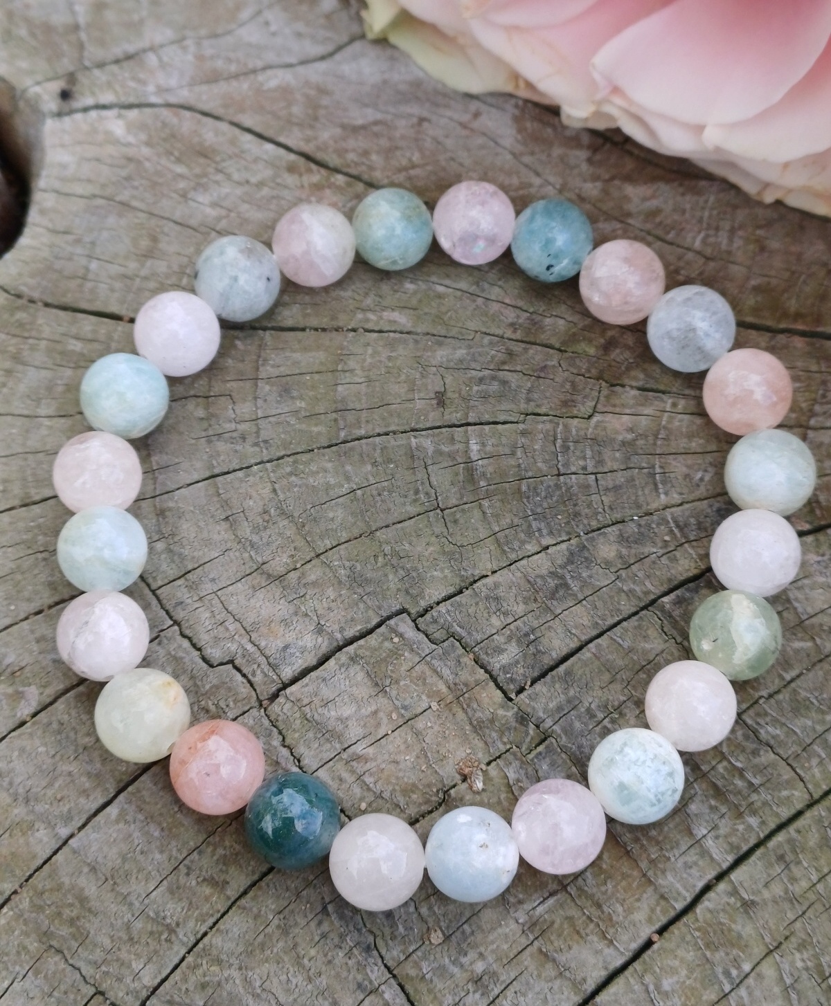 Akvamarín, morganit náramek 